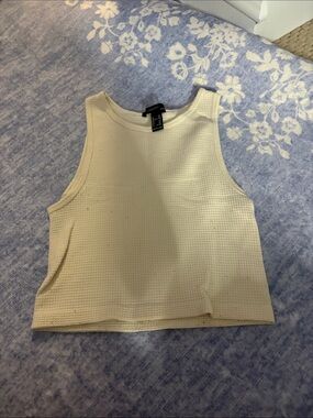 Forever 21 Cream Waffle-Knit Cropped Tank
